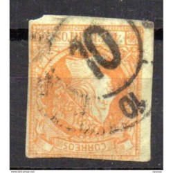 Sello cuatro cuartos de 1860 rueda de carreta 10