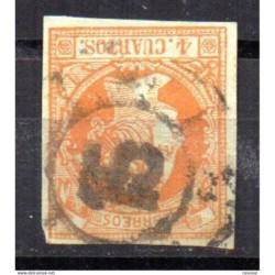 Sello cuatro cuartos de 1860 rueda de carreta 15