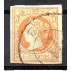 Sello cuatro cuartos de 1860 rueda de carreta 17