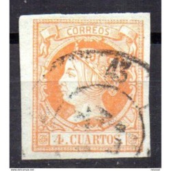 Sello cuatro cuartos de 1860 rueda de carreta 43