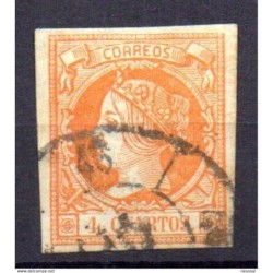 Sello cuatro cuartos de 1860 rueda de carreta 46