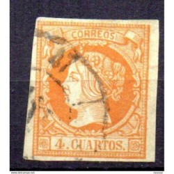 Sello cuatro cuartos de 1860 rueda de carreta 47