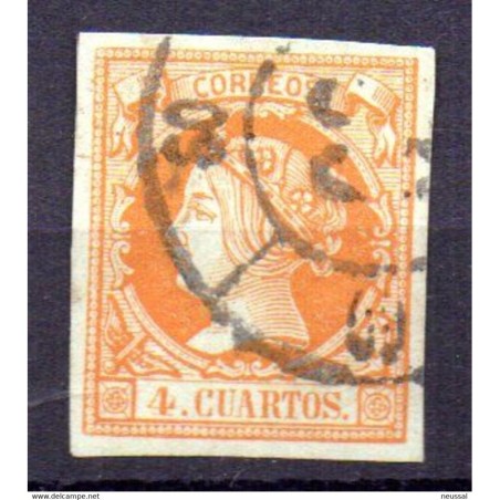 Sello cuatro cuartos de 1860 rueda de carreta 60
