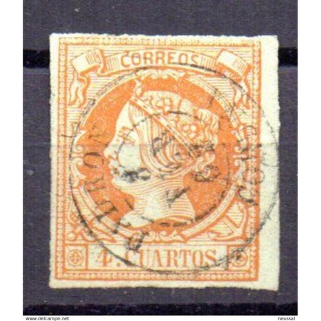 Sello cuatro cuartos de 1860 matasellos de padron