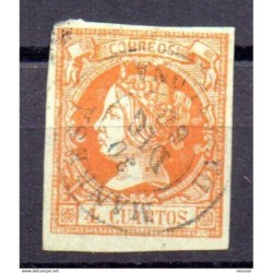 Sello cuatro cuartos de 1860 matasellos de manresa