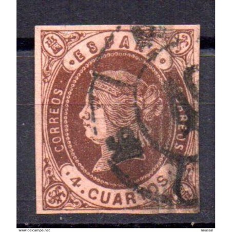 Sello cuatro cuartos de 1862 rueda de carreta 46