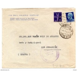 Carta de  italia de 1940 con censura de guipuzkoa