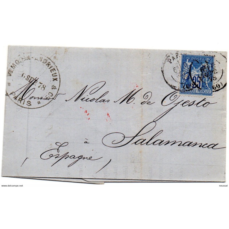 Carta de 1878 paris direccion salamanca Carta de 1878 paris direccion salamanca