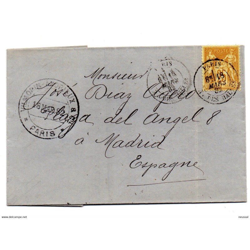 Carta de 1882 paris direccion madrid Carta de 1882 paris direccion madrid