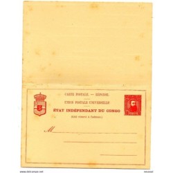 Entero postal congo belga de 15   y 10 centimos