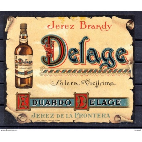 Etiqueta de jerez brandy delage
