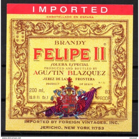 Etiqueta de felipe II brandy