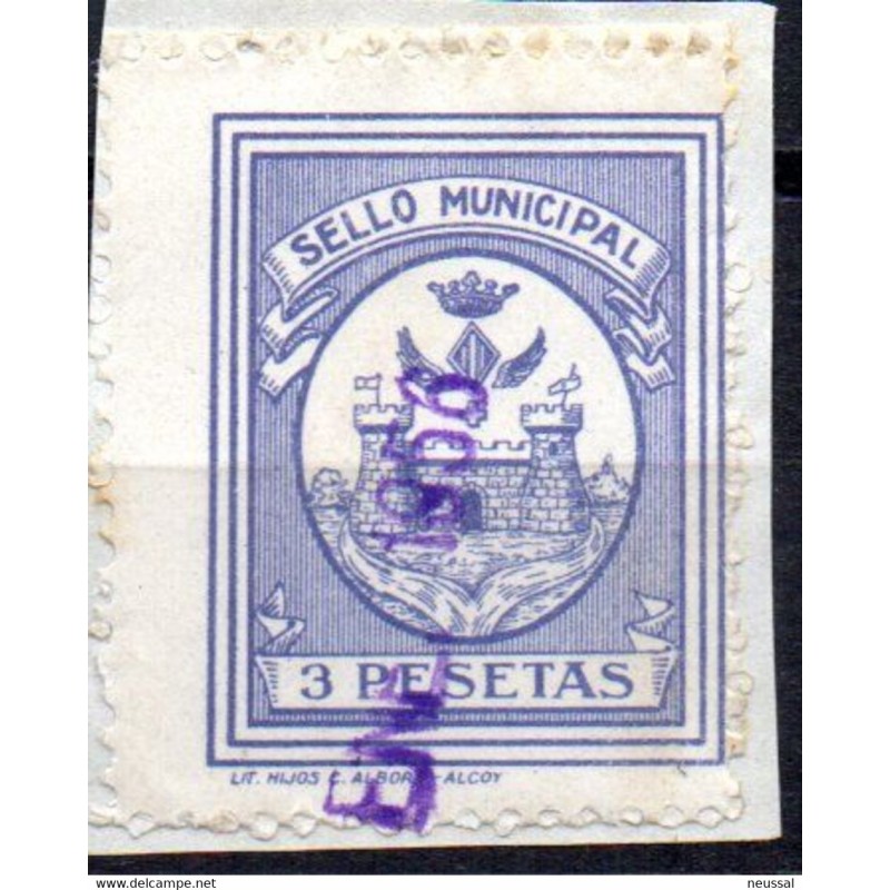 Sello municipal 3 pesetas alcoy Sello municipal 3 pesetas alcoy