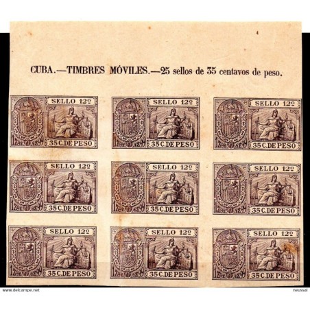 Bloque de 9 sellos de  timbres de cuba