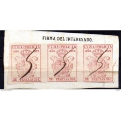 Trio de fiscal cuba policia  1879  2 pesetas 50c