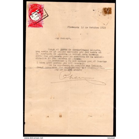 Papel con fiscal  florencia de 1919