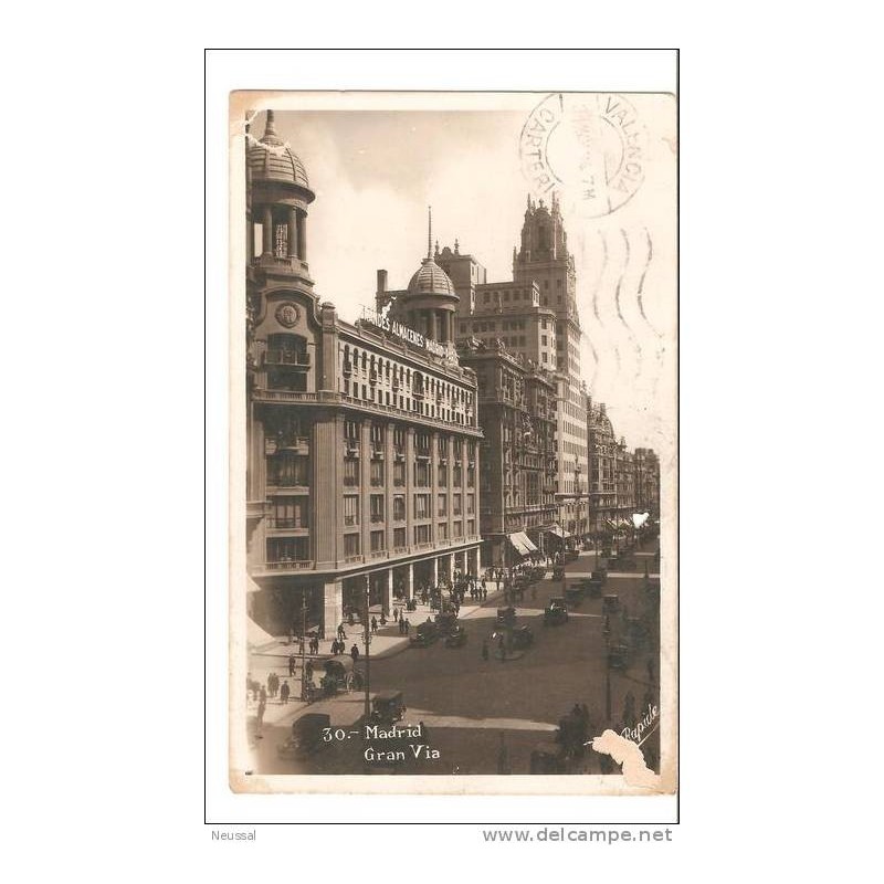 Tarjeta postal gran via madrid circulada Tarjeta postal gran via madrid circulada