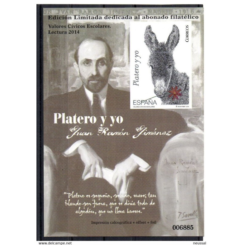 Hoja de edicion limitada valores civicos platero y yo Hoja de edicion limitada valores civicos platero y yo