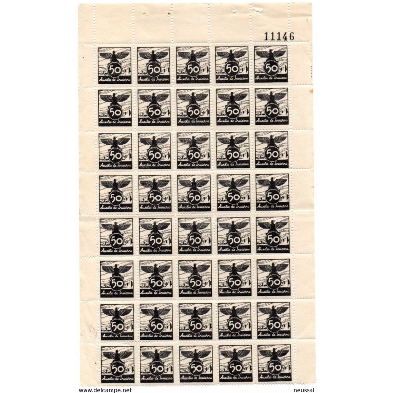 Bloque de 40 sellos de auxilio de invierno Bloque de 40 sellos de auxilio de invierno