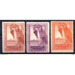 3 viñetas de exposicion de bruselas de 1910