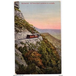 Tarjeta postal de Motserrat el ferrocarril subiendo la montaña