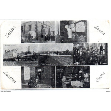 Tarjeta postal de barcelona fabrica de tejidos Ramon casals con publicidad por detras
