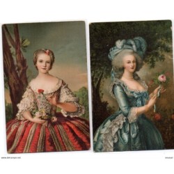 2 tarjetas postales de versailles con publicidad pasta dentifrica Pebeco