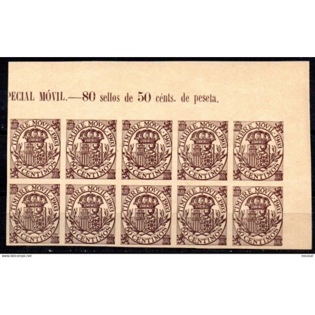 Gran Pieza  serie n 74s8s sin dentar en bloque de 10 sellos con buenos bordes Timbre movil