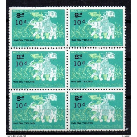 Sello n 519 en bloque de 6 vietnam sur