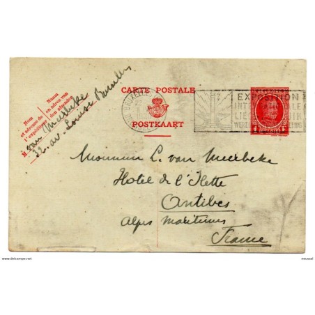 Tarjeta circulada 1930 belgica
