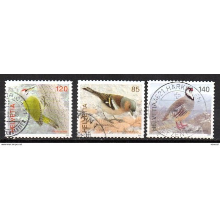3 sellos de pajaros  suiza