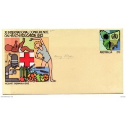 Sobre entero postal de 1982 cruz roja