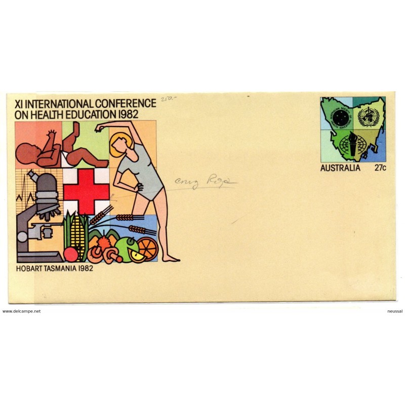 Sobre entero postal de 1982 cruz roja