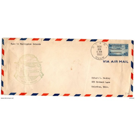 Carta primer vuelo Guam manila de 1935