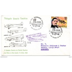 Carta  con matasellos commemorativo de  triangulo canario tematico 1980