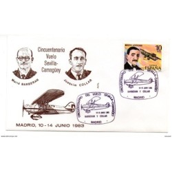 Carta con matasellos  commemorativo vuelo sevillacamaguey de 1983