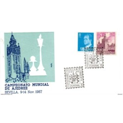 Carta   con matasellos commemorativo  campeonato de ajedrez 1987