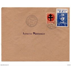 Carta con matasellos  de  francia 1944 con viñeta