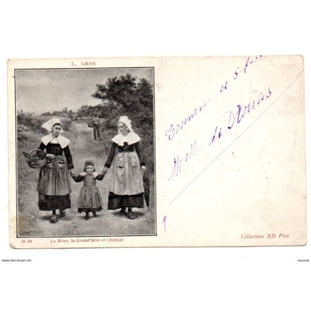 Tarjeta postal  la mere circulada