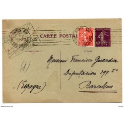 Entero  con matasellos 1930 francia
