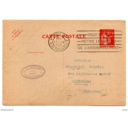 Entero  con matasellos 1936 paris francia