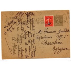 Entero  con matasellos 1929   francia