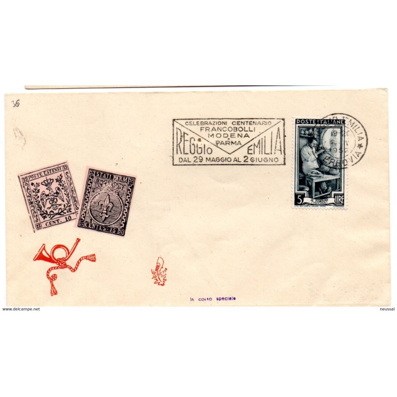 Carta con matasellos commemorativo de centenario de modena e parma Carta con matasellos commemorativo de centenario de modena e parma