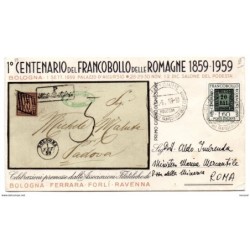 Carta con matasellos commemorativo de centenario del francobollo delle romagne