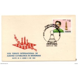 Tarjeta con matasellos commemorativo de ajedrez