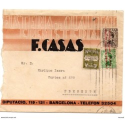 Carta  con publicidad de fusteria  F casas