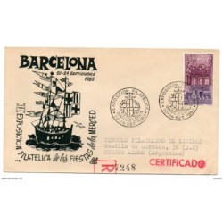Carta  con matasellos commemorativo exposicion de barcelona 1962