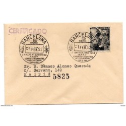 Carta  certificada con matasellos commemorativo de congreso eucaristico 1952