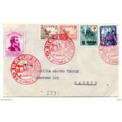 Carta con matasellos  rojo arevalo de 1951 y certificada