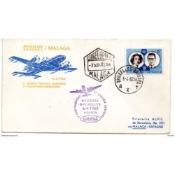 Carta con matasellos de 1er vuelo de brusellasmalaga